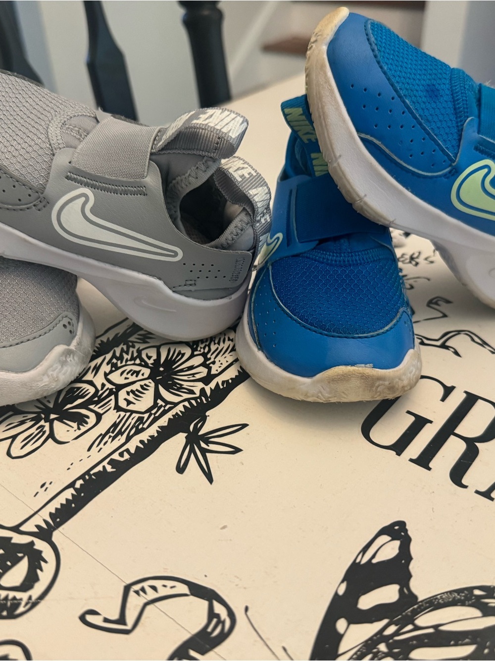 Nike Kids Slip-On Sneakers in Gray and Blue - Picture 2 of 4